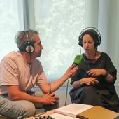 La Marga Viza durant la connexió des de l'exposició La Marga Viza durant la connexió des de l'exposició