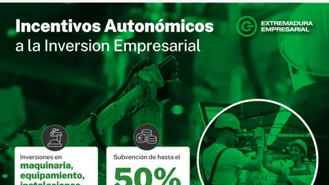 La Junta concede 5,2 millones de euros en ayudas de Incentivos Autonómicos a la Inversión para 50 empresas extremeñas La Junta concede 5,2 millones de euros en ayudas de Incentivos Autonómicos a la Inversión para 50 empresas extremeñas