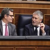 El ministro de la Presidncia, Justicia y Relaciones con las Cortes, Félix Bolaños, y el ministro del Interior, Fernando Grande-Marlaska