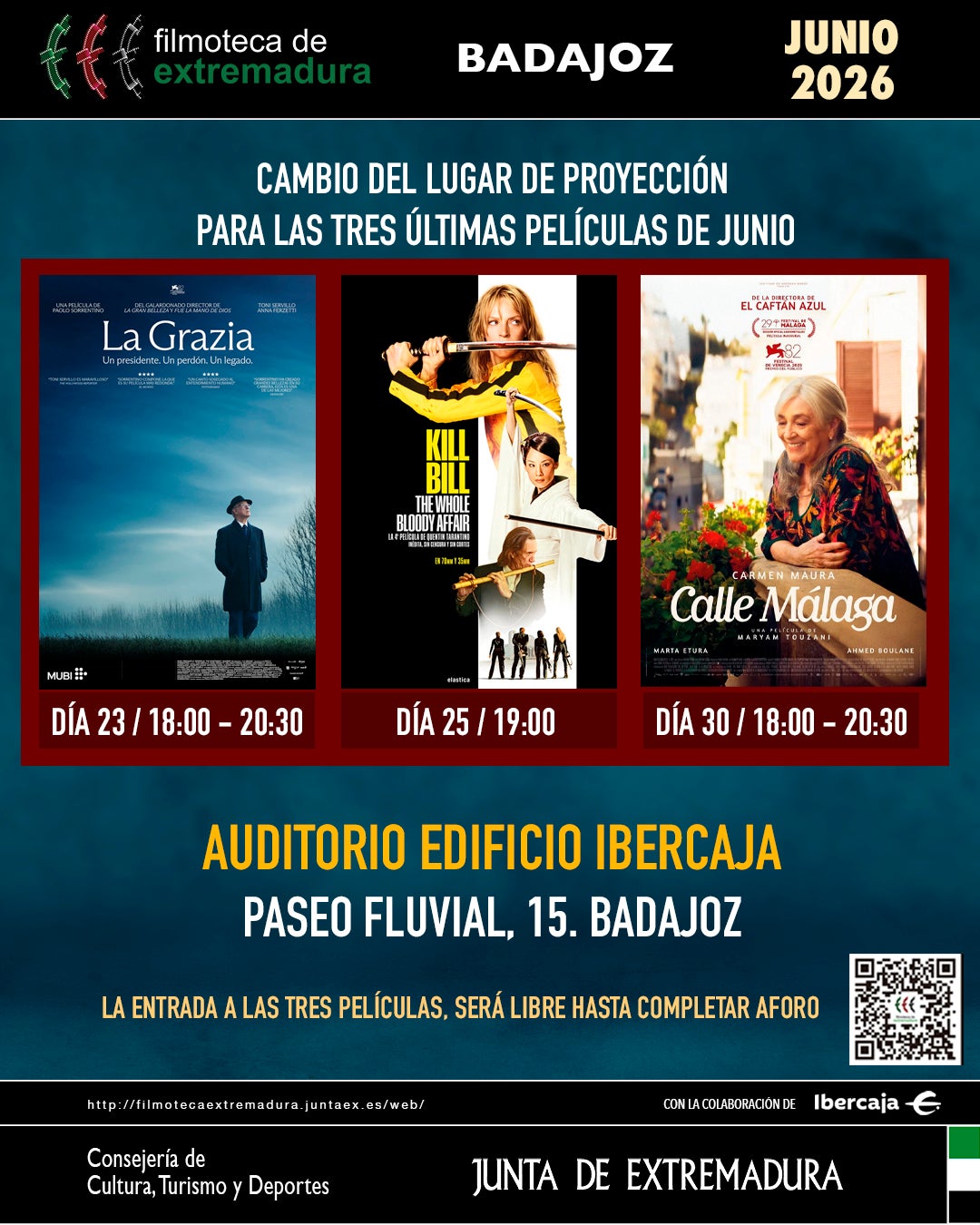 La Filmoteca de Extremadura traslada temporalmente sus proyecciones en Badajoz al edificio de Ibercaja La Filmoteca de Extremadura traslada temporalmente sus proyecciones en Badajoz al edificio de Ibercaja