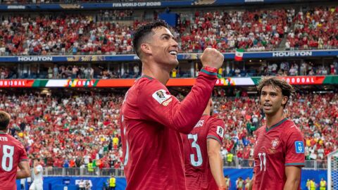 Cristiano Ronaldo, tras anotar su segundo gol ante Uzbekist&aacute;n en la Copa del Mundo 2026