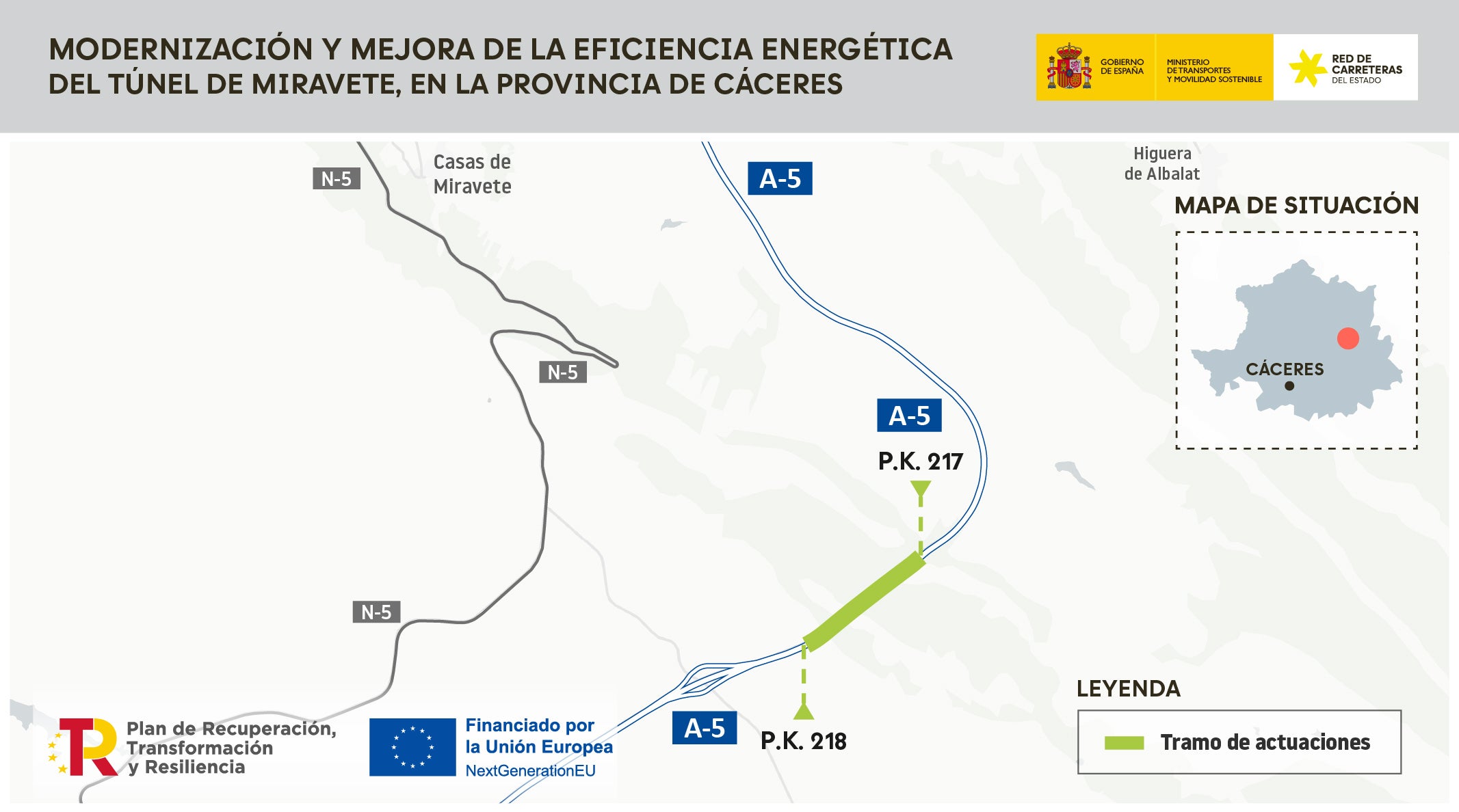 Transportes finaliza las obras de modernización del túnel de Miravete, en la A-5, tras invertir 2,4 millones de euros Transportes finaliza las obras de modernización del túnel de Miravete, en la A-5, tras invertir 2,4 millones de euros
