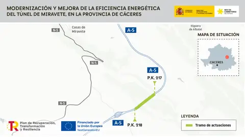 Transportes finaliza las obras de modernización del túnel de Miravete, en la A-5, tras invertir 2,4 millones de euros Transportes finaliza las obras de modernización del túnel de Miravete, en la A-5, tras invertir 2,4 millones de euros