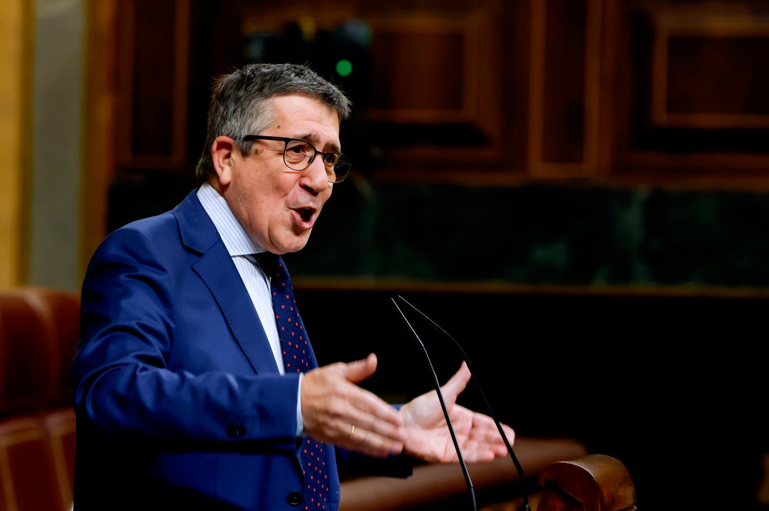 El portavoz del PSOE en el Congreso, Patxi López, durante su comparecencia El portavoz del PSOE en el Congreso, Patxi López, durante su comparecencia