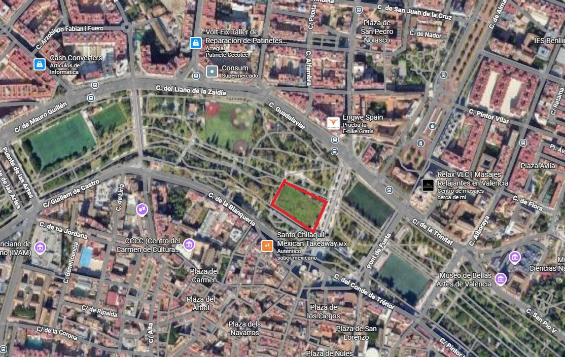 En rojo, la parcela donde se ha actuado En rojo, la parcela donde se ha actuado