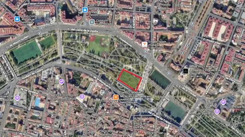 En rojo, la parcela donde se ha actuado polinizadores