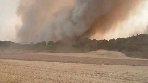 Imagen del incendio ayer por la tarde Imagen del incendio ayer por la tarde