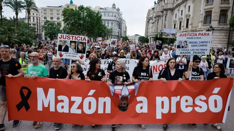 Imagen de la última manifestación bajo el lema "Mazón a presó", el pasado 30 de mayo. Imagen de la última manifestación bajo el lema "Mazón a presó", el pasado 30 de mayo.