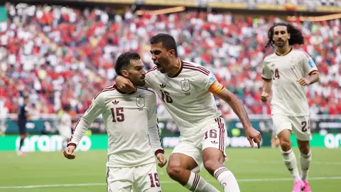 Rodri y Baena celebran el gol de España Rodri y Baena celebran el gol de España
