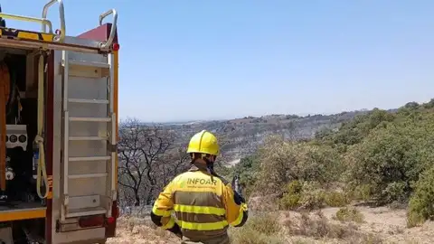Las brigadas de INFOAR siguen trabajando en la zona del incendio Las brigadas de INFOAR siguen trabajando en la zona del incendio