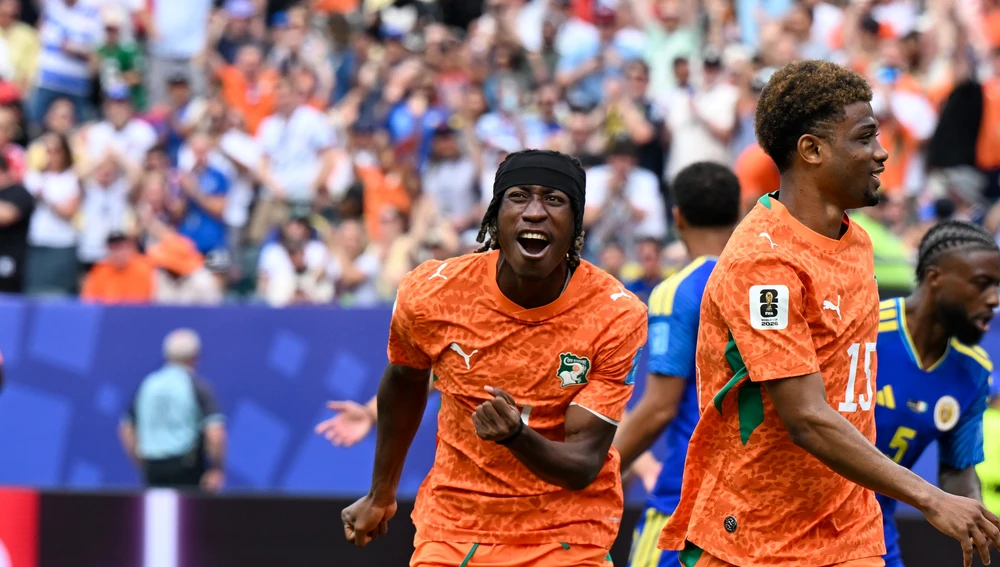 Yan Diomande celebrando un gol ante la selección de Curazao. Yan Diomande celebrando un gol ante la selección de Curazao.