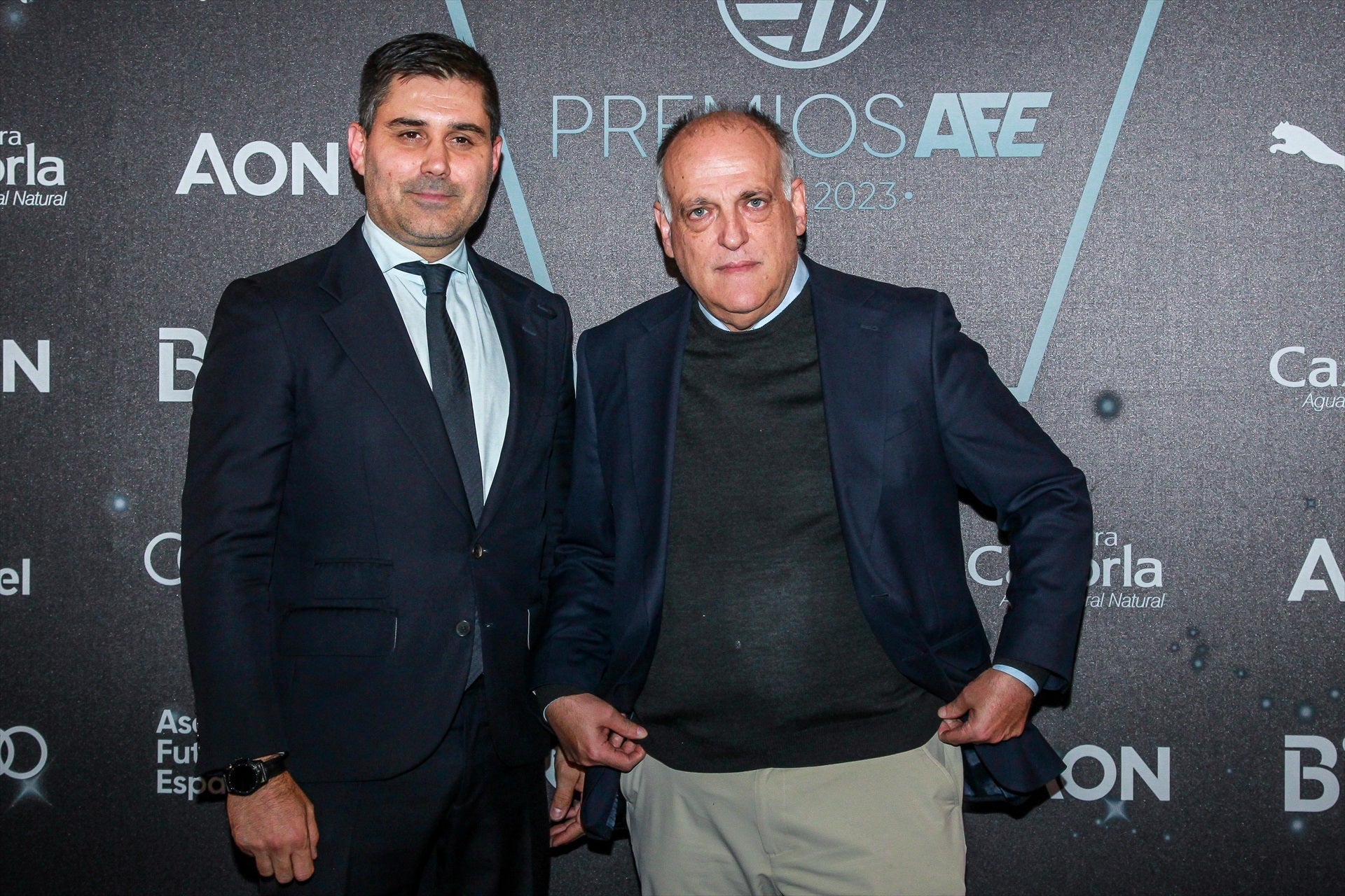Foto de archivo del presidente de AFE, David Aganzo, con el presidente de LaLiga, Javier Tebas Foto de archivo del presidente de AFE, David Aganzo, con el presidente de LaLiga, Javier Tebas
