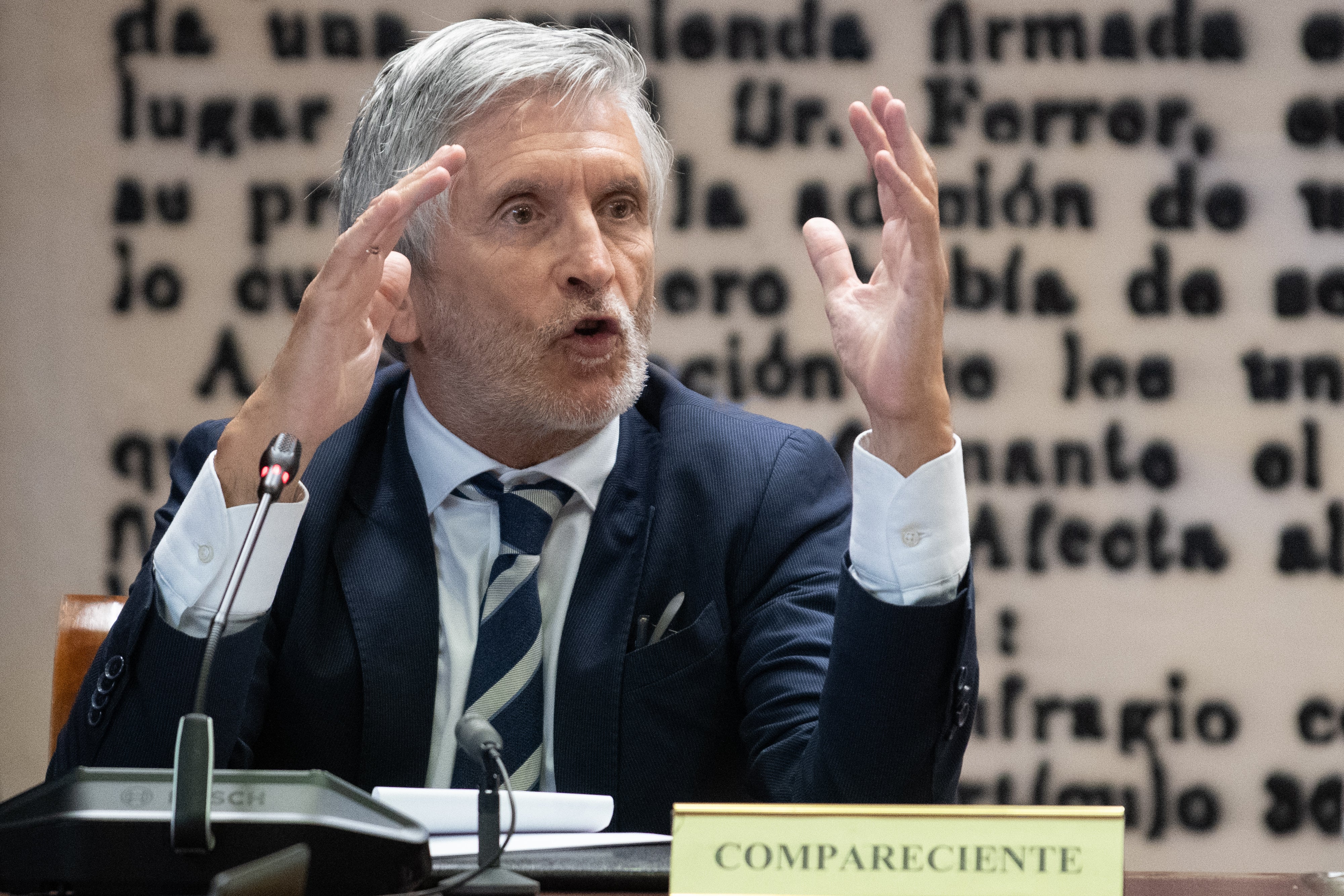 Marlaska, durante su intervención en el senado Marlaska, durante su intervención en el senado
