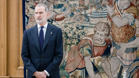 El rey Felipe VI, durante un acto de sanción de la reforma del Apartado 3 del Artículo 69 de la Constitución Española, en el Palacio de la Zarzuela.