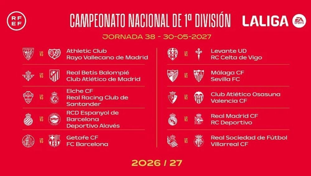 Jornada 38 La Liga 26-27