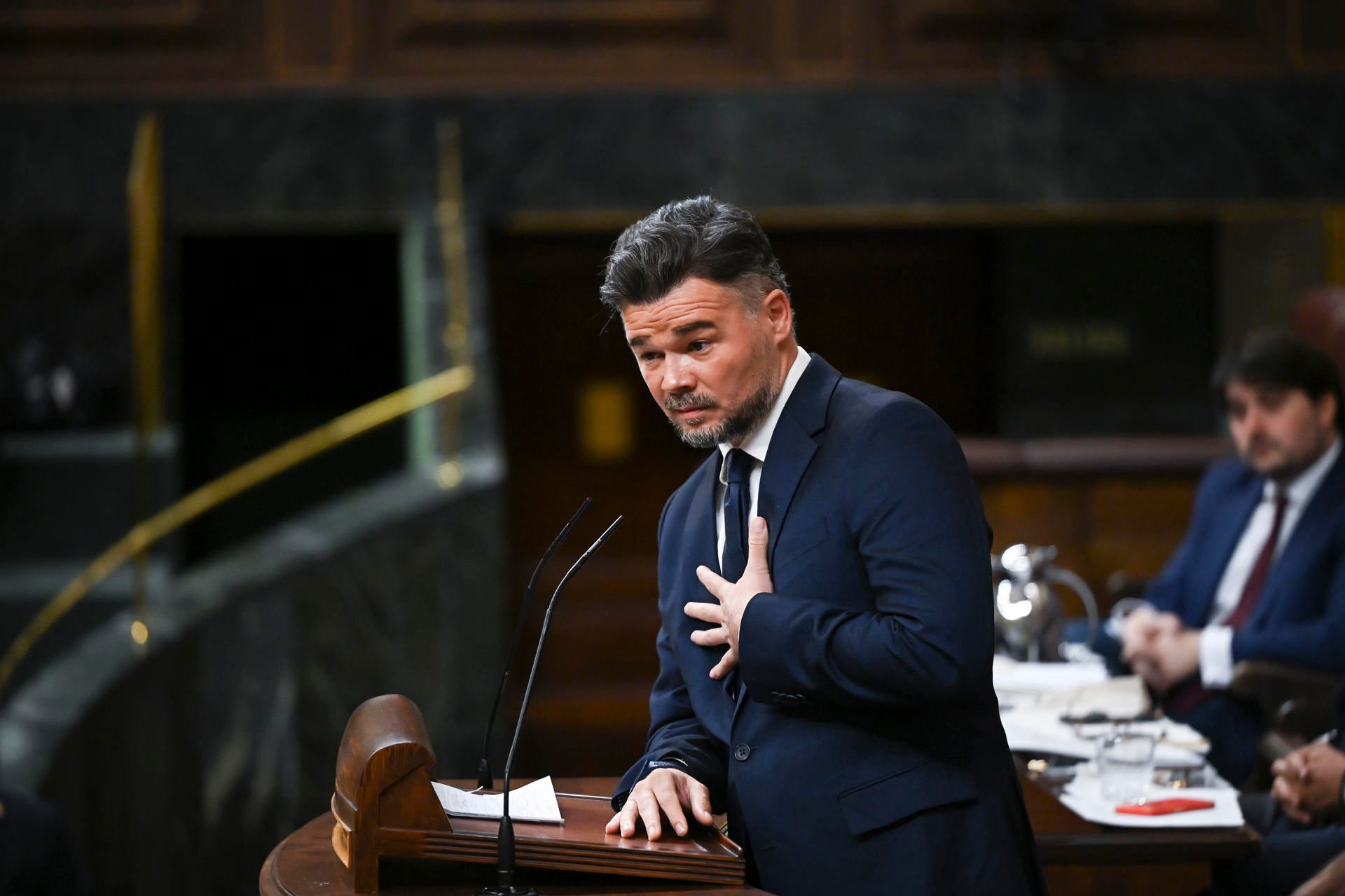El portavoz de ERC, Gabriel Rufián, en el Congreso de los Diputados. El portavoz de ERC, Gabriel Rufián, en el Congreso de los Diputados.
