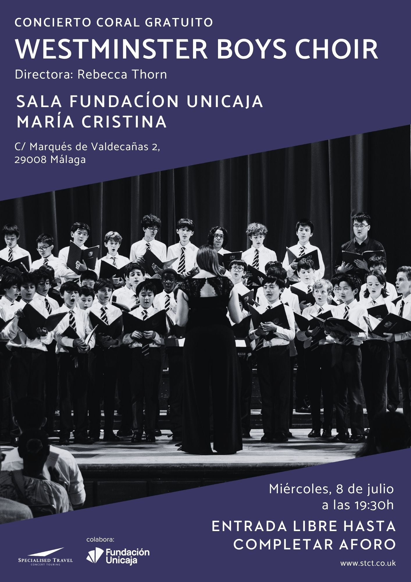 La histórica Sala María Cristina de Málaga será escenario de un concierto gratuito protagonizado por el Coro de Niños de Westminster, una de las agrupaciones corales jóvenes más reconocidas de Reino Unido La histórica Sala María Cristina de Málaga será escenario de un concierto gratuito protagonizado por el Coro de Niños de Westminster, una de las agrupaciones corales jóvenes más reconocidas de Reino Unido