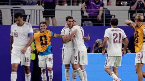 Merino celebra el tanto ante Portugal
