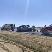 Accidente en la A-67 en Herrera de Pisuerga (Palencia). Accidente en la A-67 en Herrera de Pisuerga (Palencia).