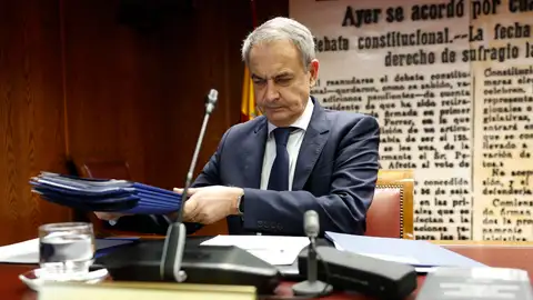 Imagen de archivo del expresidente del Gobierno José Luis Rodríguez Zapatero, durante su comparecencia en marzo en la comisión de investigación del caso Koldo en el Senado. Imagen de archivo del expresidente del Gobierno José Luis Rodríguez Zapatero, durante su comparecencia en marzo en la comisión de investigación del caso Koldo en el Senado.