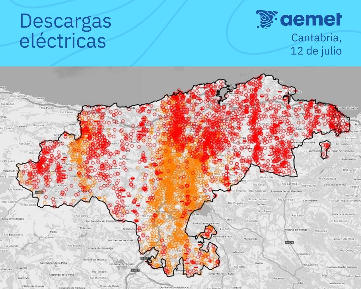 Las tormentas del domingo dejan más de 5.000 rayos en Cantabria Las tormentas del domingo dejan más de 5.000 rayos en Cantabria