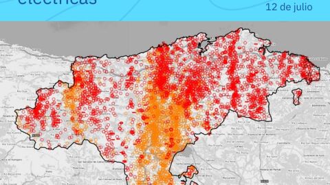 Las tormentas del domingo dejan más de 5.000 rayos en Cantabria