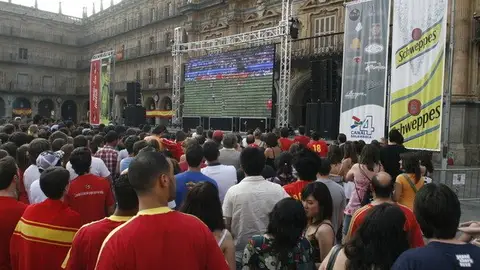 Proyección en la Plaza Mayor de Salamanca del España - Alemania de la final de la Eurocopa de 2008 Proyección en la Plaza Mayor de Salamanca del España - Alemania de la final de la Eurocopa de 2008