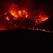Imágenes nocturnas del incendio forestal de los Gallardos (Almería)