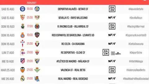 Valencia y Levante ya conocen los horarios de las tres primeras jornadas de LaLiga Valencia y Levante ya conocen los horarios de las tres primeras jornadas de LaLiga