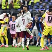 Los jugadores de la selección española celebran la victoria en semifinales ante Francia