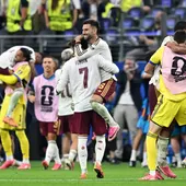 Los jugadores de la selección española celebran la victoria en semifinales ante Francia Los jugadores de la selección española celebran la victoria en semifinales ante Francia