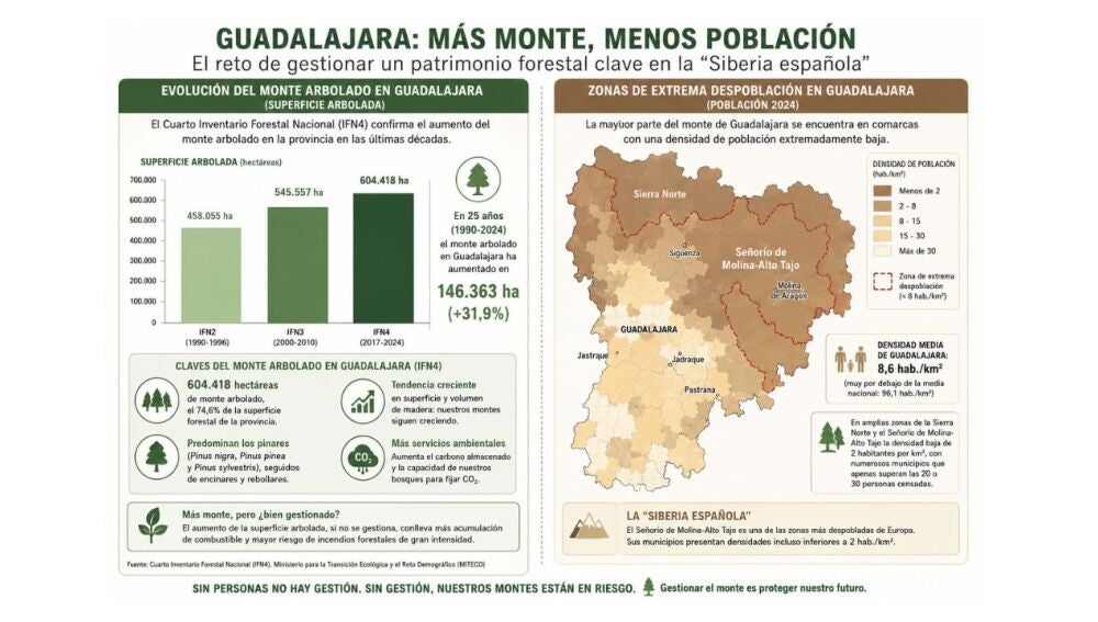 Infografía Montes Despoblación Riesgo de Incendios Guadalajara