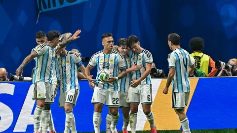 Argentina celebra uno de los goles ante Egipto Argentina celebra uno de los goles ante Egipto