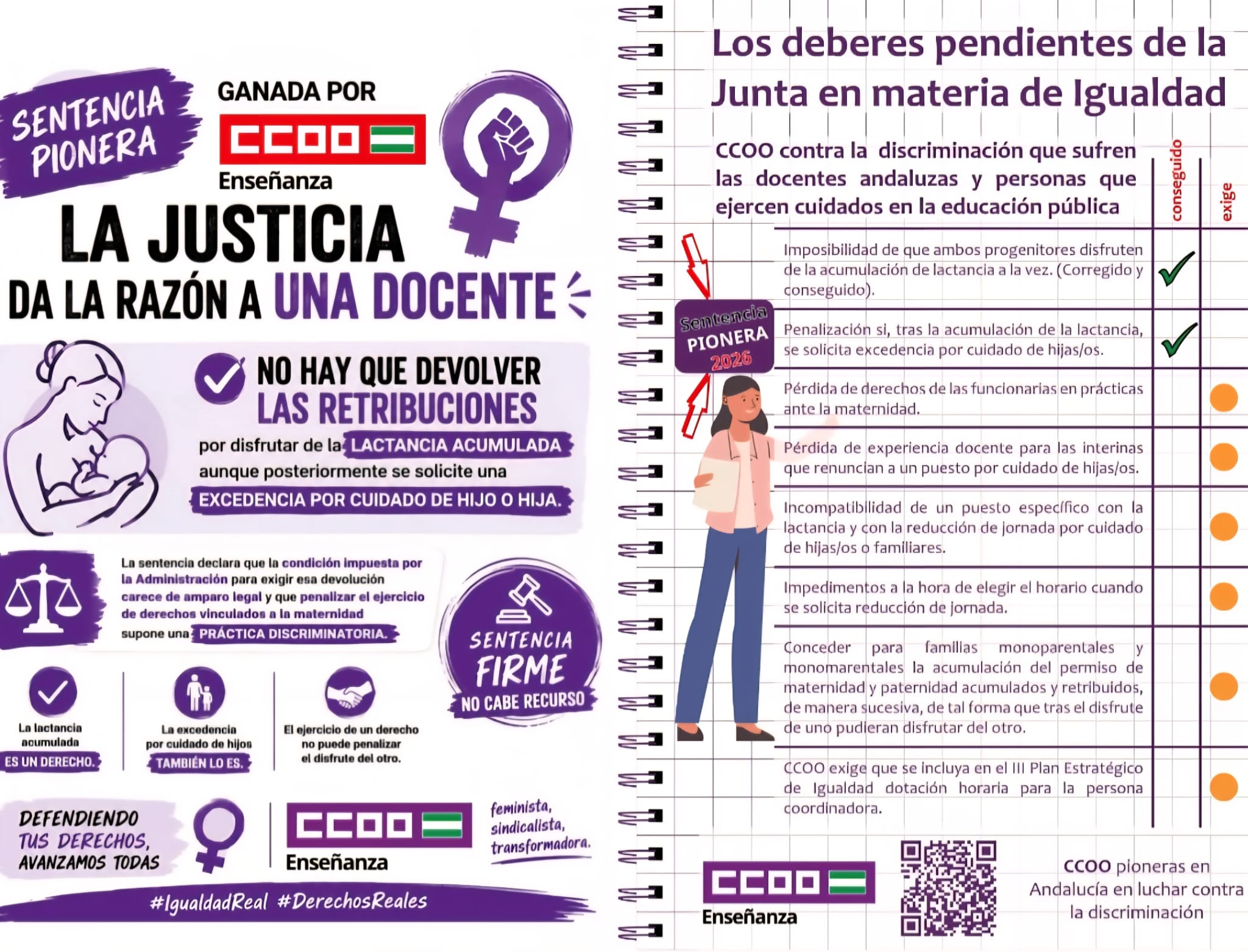 CCOO Granada consigue una sentencia pionera en la defensa de los docentes y el refuerzo de la conciliación. CCOO Granada consigue una sentencia pionera en la defensa de los docentes y el refuerzo de la conciliación.