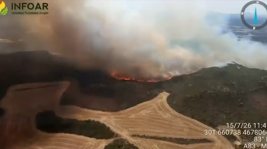 El incendio de las Cinco Villas supera las 13 mil hectáreas calcinadas El incendio de las Cinco Villas supera las 13 mil hectáreas calcinadas