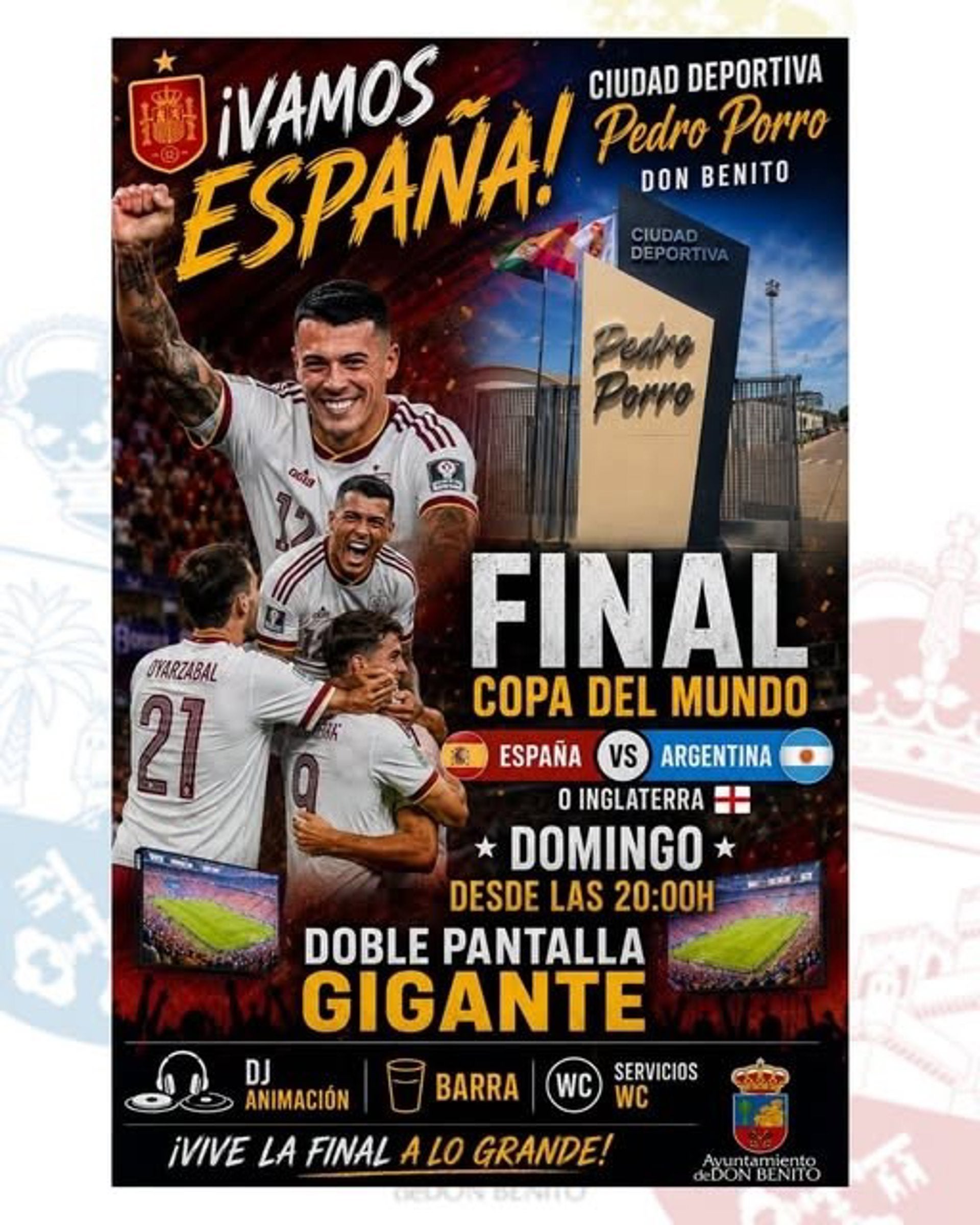 Extremadura se prepara para vivir la Final del Mundial entre España y Argentina con la instalación de Pantallas gigantes Extremadura se prepara para vivir la Final del Mundial entre España y Argentina con la instalación de Pantallas gigantes