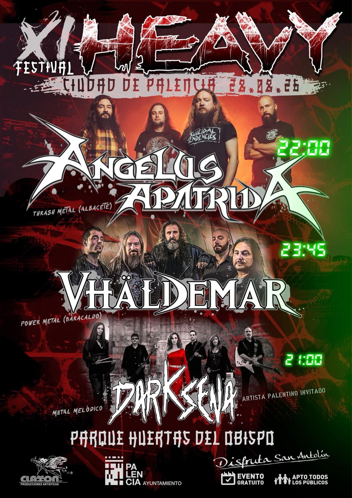 Angelus Apatrida, Vhäldemar y Darksena, pondrán la nota heavy en San Antolín el 28 de agosto Angelus Apatrida, Vhäldemar y Darksena, pondrán la nota heavy en San Antolín el 28 de agosto