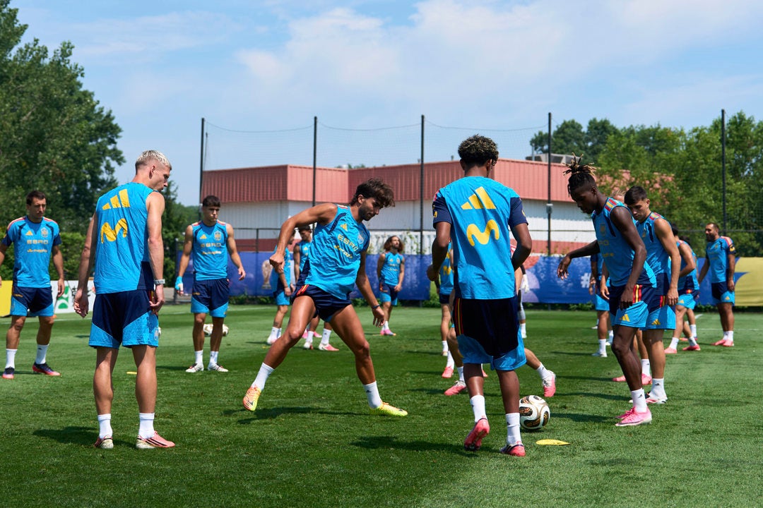 Imagen de archivo de un entrenamiento de la selección española Imagen de archivo de un entrenamiento de la selección española