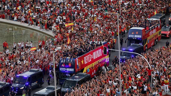 Los jugadores de la selección española celebran en Madrid tras ganar el Mundial Los jugadores de la selección española celebran en Madrid tras ganar el Mundial