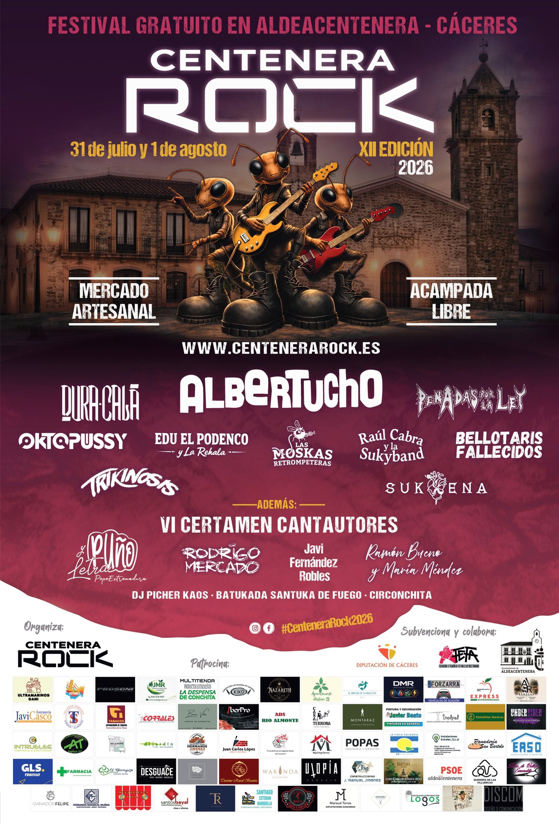 Albertucho encabeza el cartel del Festival Centenerarock, que se celebra en Aldeacentenera el 31 de julio y 1 de agosto Albertucho encabeza el cartel del Festival Centenerarock, que se celebra en Aldeacentenera el 31 de julio y 1 de agosto