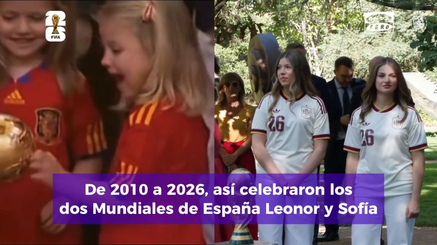 Las fotograf&iacute;as de Leonor y Sof&iacute;a que se han hecho virales 16 a&ntilde;os despu&eacute;s: de 2010 a 2026, as&iacute; celebraron los dos Mundiales de Espa&ntilde;a