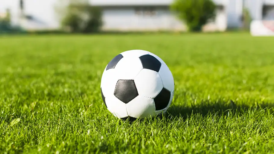 Un balón de fútbol en un campo Un balón de fútbol en un campo