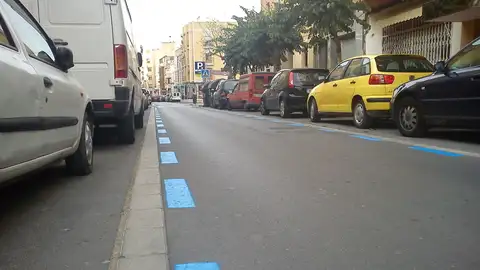 Una zona azul, ORA, en un barrio de Palma. Una zona azul, ORA, en un barrio de Palma.