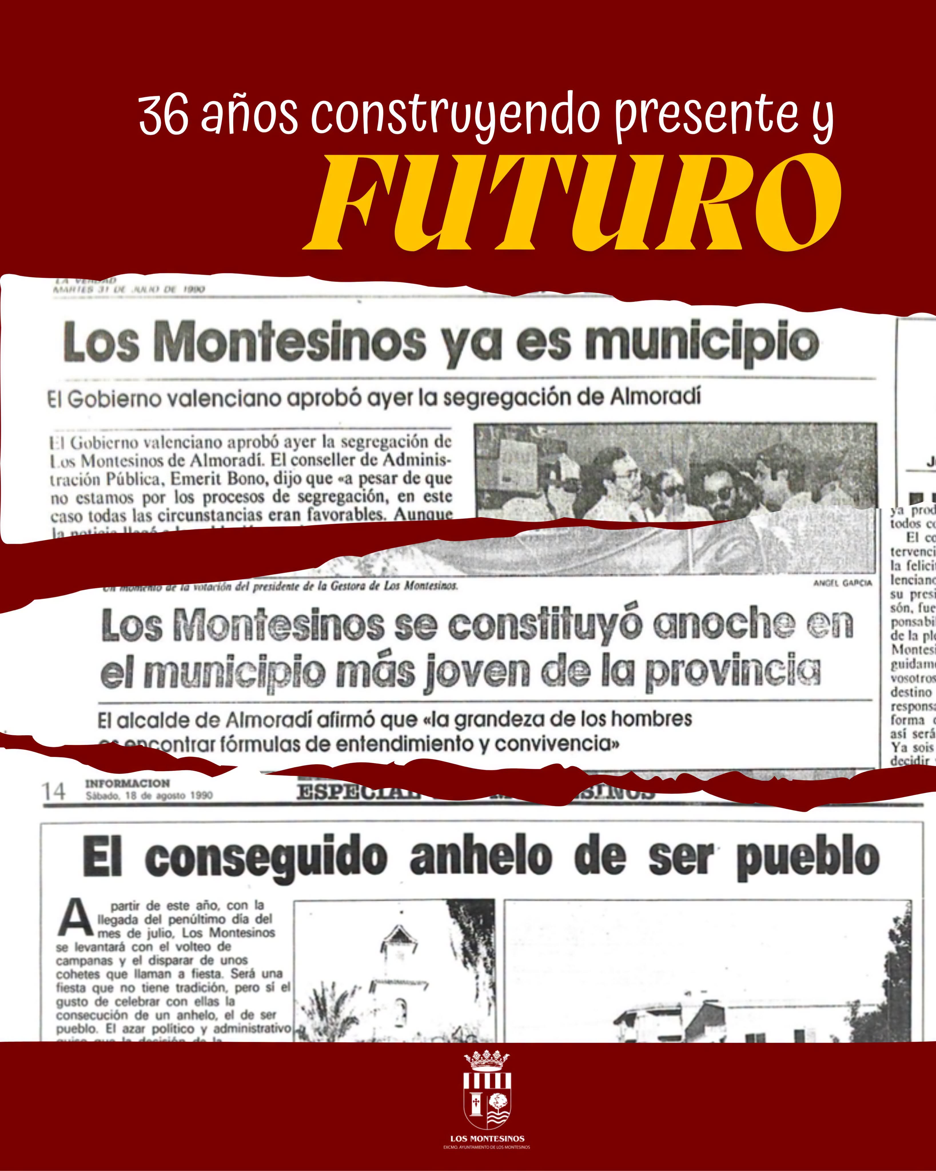 Los Montesinos conmemora el 36 Aniversario de su segregación bajo el lema "Entre tod@s hemos dibujado el pueblo que una vez soñamos" Los Montesinos conmemora el 36 Aniversario de su segregación bajo el lema "Entre tod@s hemos dibujado el pueblo que una vez soñamos"