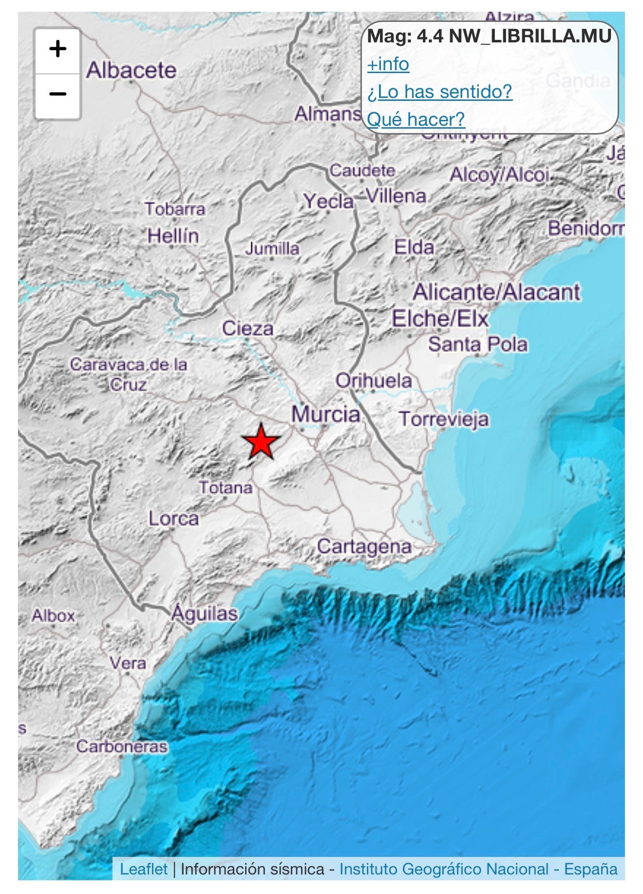 Un terremoto de magnitud 3,9 con epicentro en Librilla se deja sentir en Murcia y Alicante Un terremoto de magnitud 3,9 con epicentro en Librilla se deja sentir en Murcia y Alicante