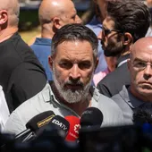 l presidente de Vox, Santiago Abascal, hace unas declaraciones este domingo en Ceuta. l presidente de Vox, Santiago Abascal, hace unas declaraciones este domingo en Ceuta.