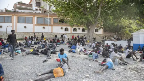Varios migrantes, a 1 de agosto de 2026, en Ceuta (España) Varios migrantes, a 1 de agosto de 2026, en Ceuta (España)