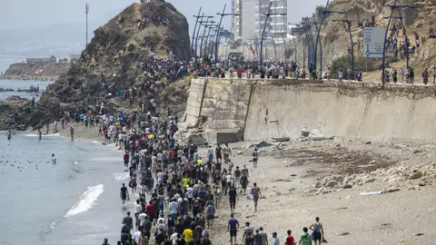 Undocumented migrants, mostly young men, who entered Spain's North African enclave of Ceuta illegally, begin returning to Morocco after realizing their chances of obtaining legal status in Spain are unlikely on July 31, 2026 Undocumented migrants, mostly young men, who entered Spain's North African enclave of Ceuta illegally, begin returning to Morocco after realizing their chances of obtaining legal status in Spain are unlikely on July 31, 2026