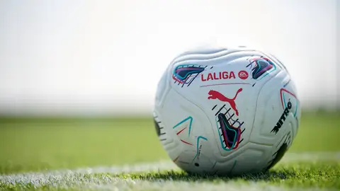 The official La Liga EA Sports match ball is seen during the pre-season friendly match between RC Celta de Vigo and Academico de Viseu FC at Cidade Deportiva Afouteza on July 29, 2026 in Mos, Spain. The official La Liga EA Sports match ball is seen during the pre-season friendly match between RC Celta de Vigo and Academico de Viseu FC at Cidade Deportiva Afouteza on July 29, 2026 in Mos, Spain.