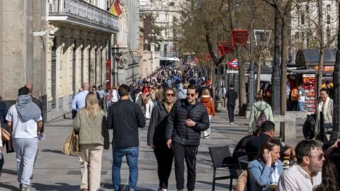 People seen walking along the sidewalks of Gran Via Street located in downtown. Madrid is a city renowned for its historical heritage, vibrant tourism scene, and diversity establishing it as one of the continent's leading cities.